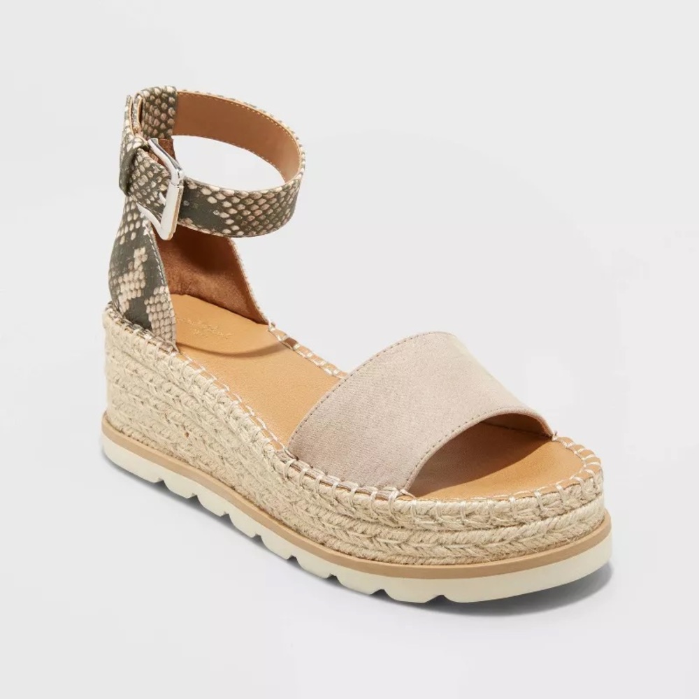 Women's Jean Espadrille Wedges - Universal Thread™ Gray 6.5 (Target)